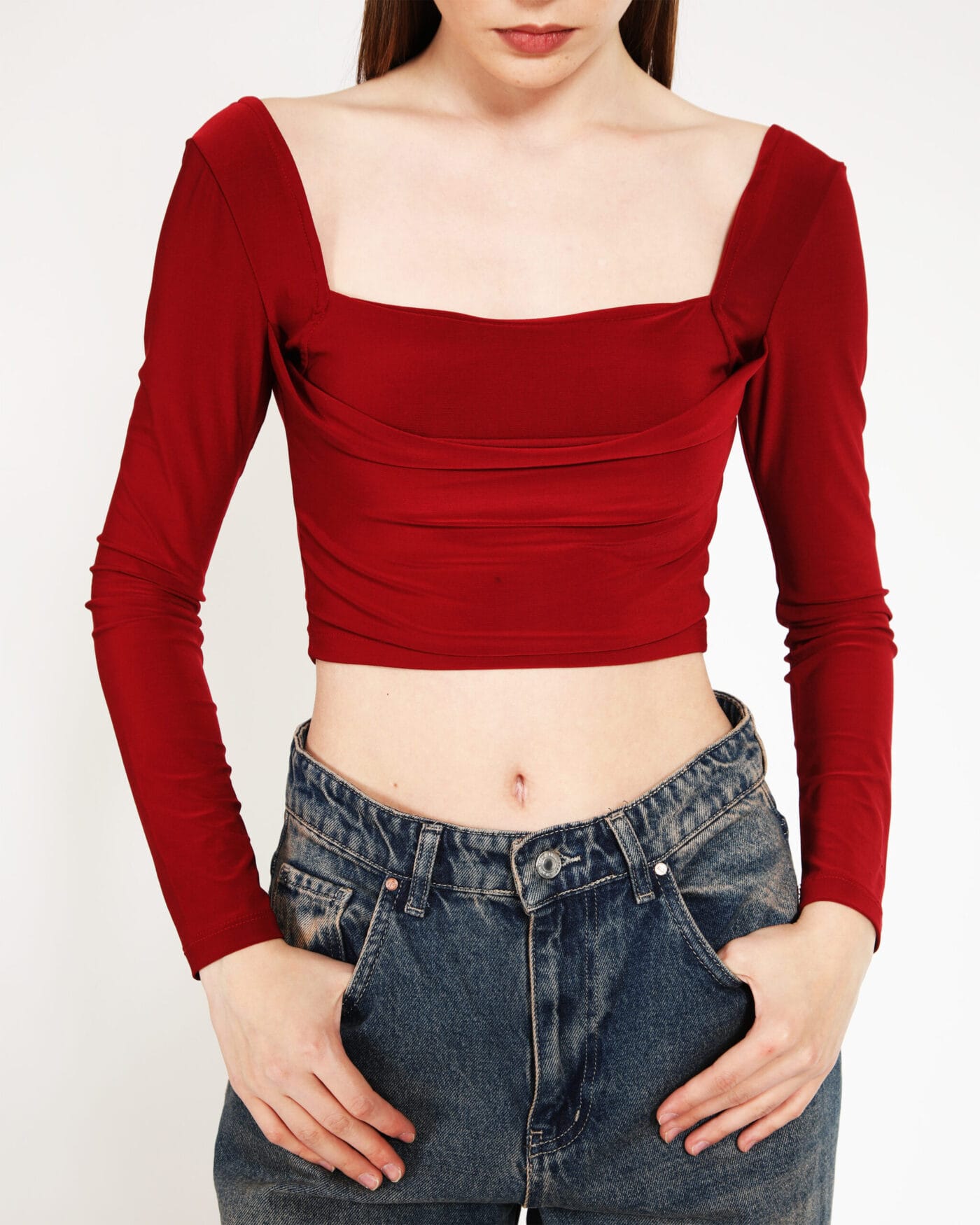 Buzzy-Kol-Bordo-Crop-Kadin
