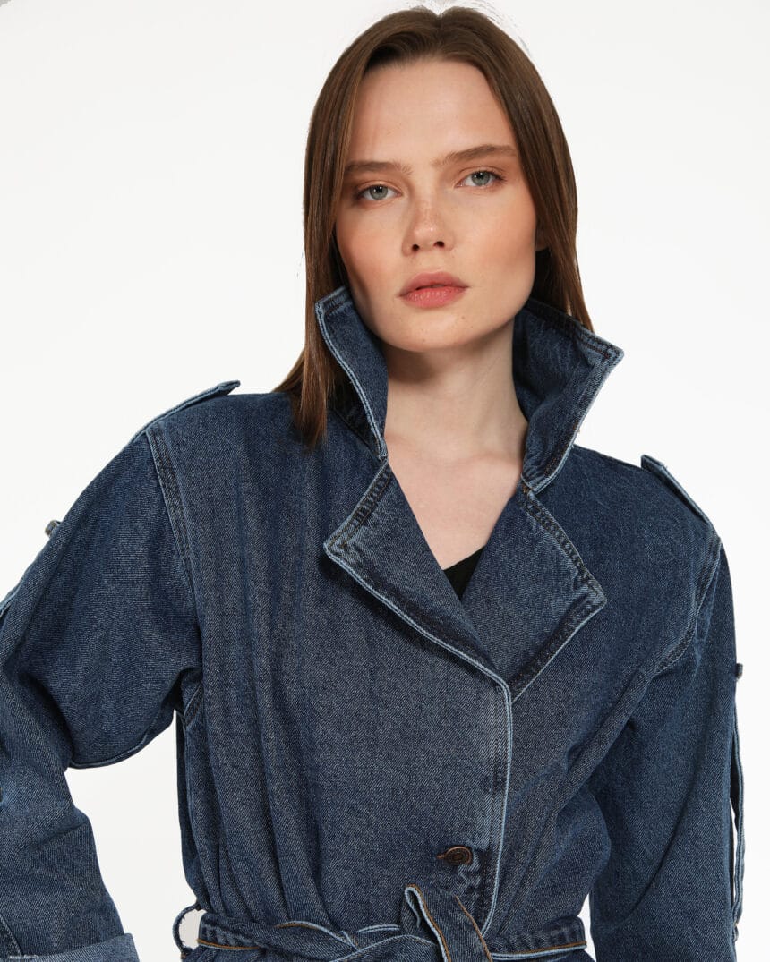 Kapsulgardırop-Indigo-Jean-Desen-Trenchcoat