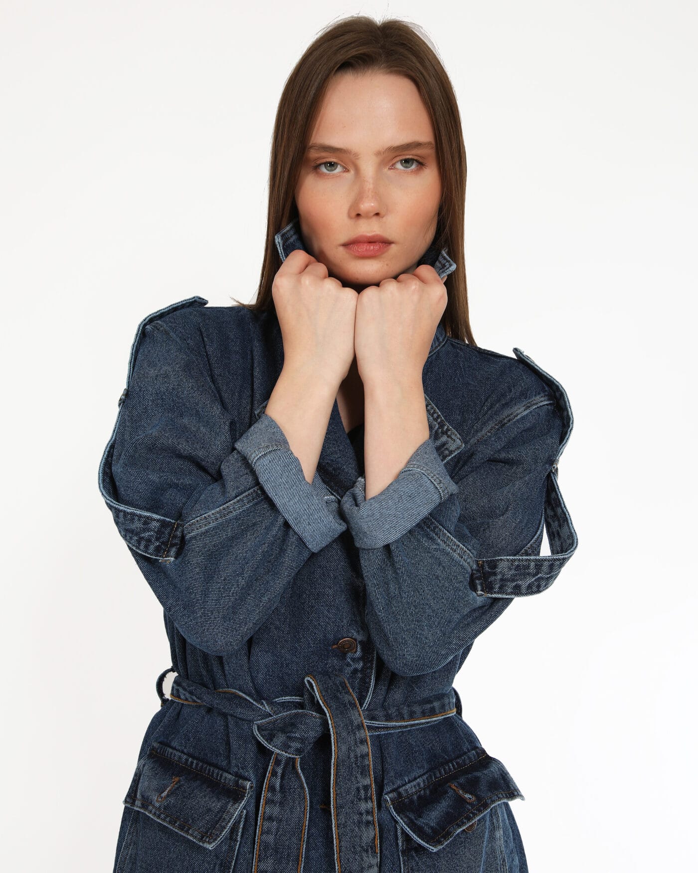 Kapsulgardırop-Indigo-Jean-Desen-Trenchcoat
