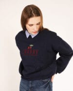 Lacivert-Cherry-Sweatshirt-Nakisli-Kadin