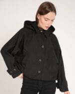 Kapsulgardırop-Siyah-Kapsonlu-Crop-Trenchcoat