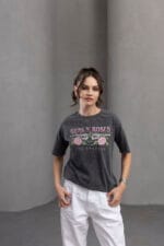 Antrasit-Gunsn-roses-baskili-T-Shirt