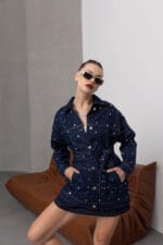Denim-Zimbali-Uzun-Kol-Ceket-Kadin