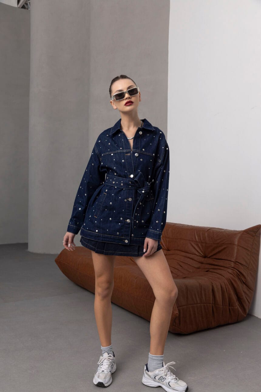 Denim-Zimbali-Uzun-Kol-Ceket-Kadin