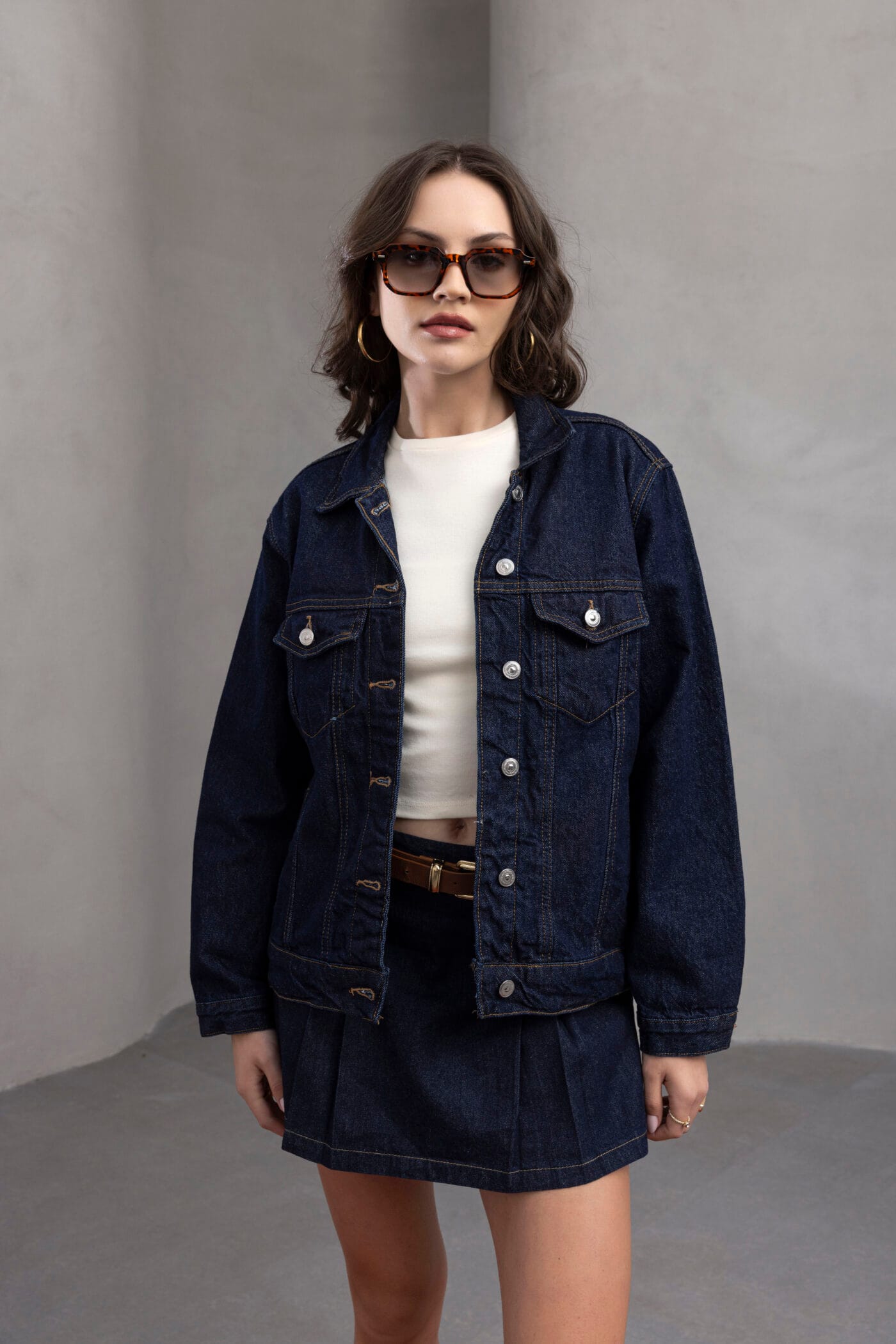Koyu-Mavi-Regular-Fit-Denim-Ceket-Kadin
