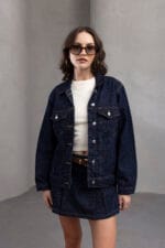 Koyu-Mavi-Regular-Fit-Denim-Ceket-Kadin