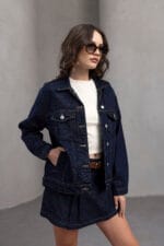 Koyu-Mavi-Regular-Fit-Denim-Ceket-Kadin