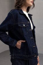 Koyu-Mavi-Regular-Fit-Denim-Ceket-Kadin